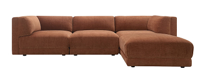 Диван угловой модульный Лиор правый, букле коричневый меланж