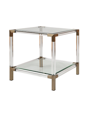 Приставной стол Каста квадратный, стеклянная столешница