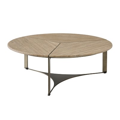 Журнальный стол Карон круглый, столешница из травертина