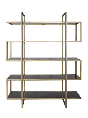 Стеллаж Mekong чёрное закалённое стекло латунь 