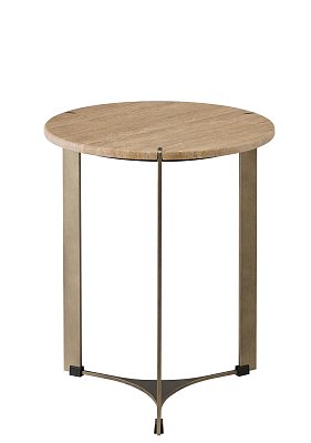 Приставной стол Карон круглый, столешница из травертина