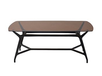 Стол обеденный прямоугольный Эш, стеклянная столешница